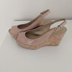 Stuart Weitzman Patent Leather Slingback Wedges